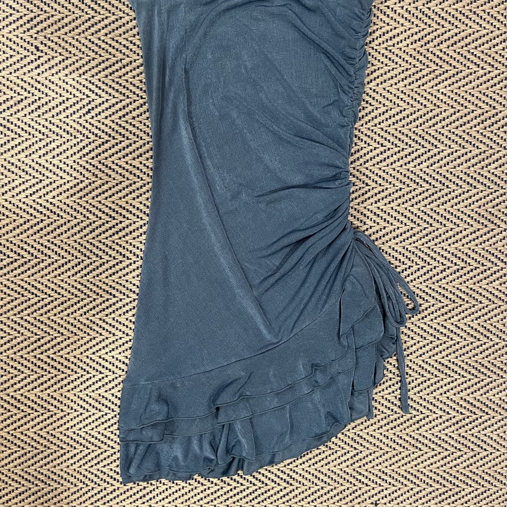 Chic Strapless Blue Dress